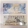 Image 2 : 1986 FIVE DOLLAR BILL & 2002 FIVE DOLLAR BLL *PRINT DATE 2001*