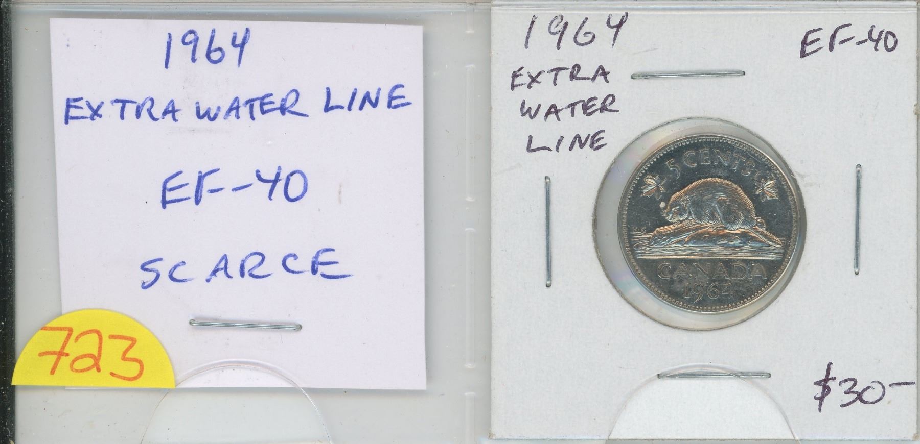 1964 Extra Water Line nickel 5 cents. EF40. scarce. 1964 Extra Water Line nickel 5 cents. EF40. scarce.
