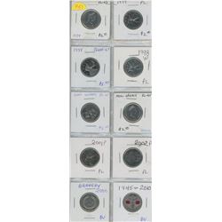 Lot of 10 Collector 25 cents: 1974 PL, 1977 PL, 1995 Proof; 1998W PL, 2000 Wisdom PL, 2000 Legacy PL