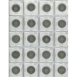 Lot of 20 nickel 50 cents: 1968, 1969, 1970, 1971, 1972, 1973, 1974, 1975, 1976, 1977, 1978 Square J