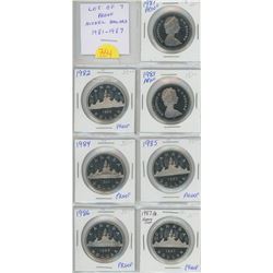 Lot of 7 Proof nickel dollars: 1981, 1982, 1983, 1984, 1985, 1986, 1987. All with Ultra Heavy Cameos