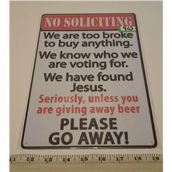 Tin sign - No Soliciting