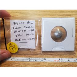 Musket Ball from sunken British war ship near the Isle of Wight.