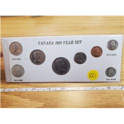1968 8-piece Year Set including both silver and nickel coins in custom holder.