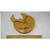 Image 1 : WEASEL VS BAT' MAPLE WOOD CARVING WALL PLAQUE CARVED BY ART GAUDET IN 1990