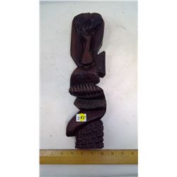 MAHOGANEY WOOD CARVING WALL PALQUE MADE BY ADE FAKEYE LAMIDA, PICCASSO-LIKE JUMBLED FIGURE