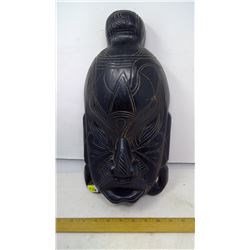 WOOD CARVED MASK - BLACK STAIN ON ASIAN SOFTWOOD
