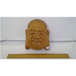 SMILING BHUDDIST SAINT WOOD MASK - 9"