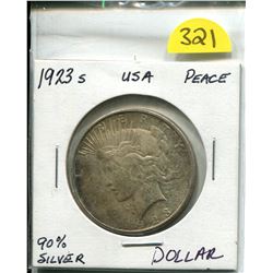 1923S USA PEACE SILVER DOLLAR