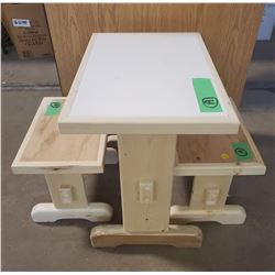 CHILDREN'S TABLE W/ TWO BENCHES *HAND CRAFTED BY GORDON BRAATEN*