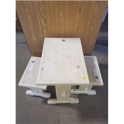 CHILDREN'S TABLE W/ TWO BENCHES *HAND CRAFTED BY GORDON BRAATEN*