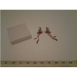 NEW PINK AUSTRIAN CRYSTAL LONG EARRINGS