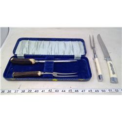 2- SETS OF CARVING KNIVES & 1- SHARPENER