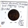 Image 1 : 1820-1830 GREAT BRITAIN FARTHING (COLUMBIA) NICE GRADE