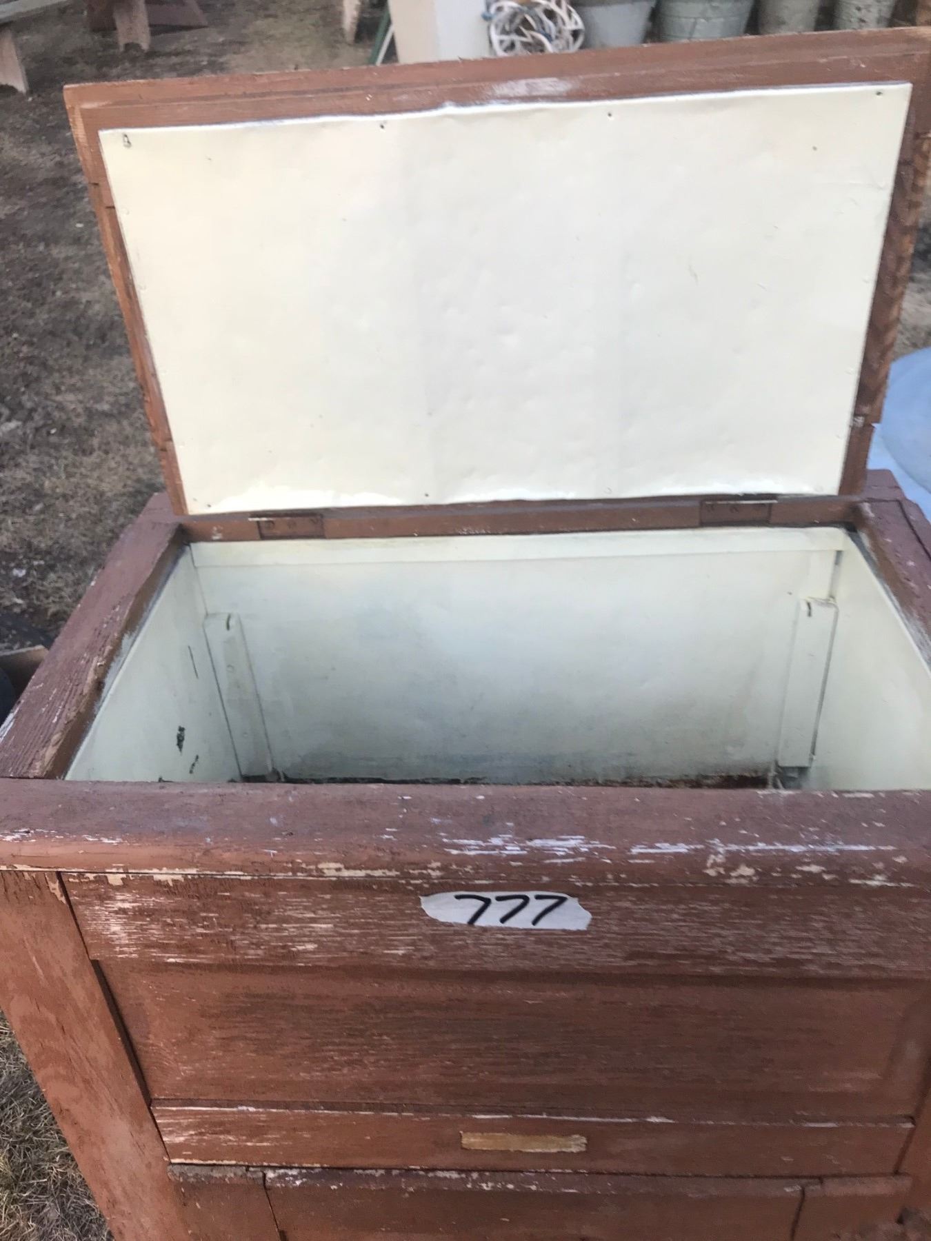 OAK ICE BOX NEEDS COMPLETE RESTORATION