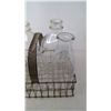 Image 2 : LOT OF GLASS MILK BOTTLES & BASKET