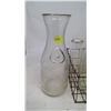 Image 4 : LOT OF GLASS MILK BOTTLES & BASKET