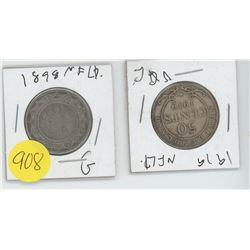 1,1898,1.1919 Newfoundland 50 piece Coins.