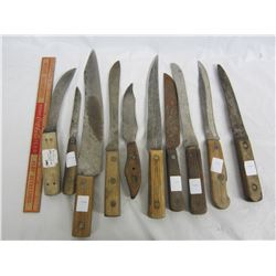 Lot of vintage butcher knives