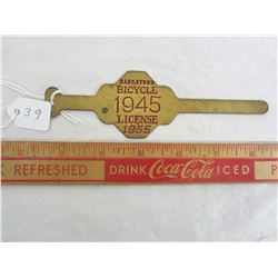 Saskatoon 1935 bike license