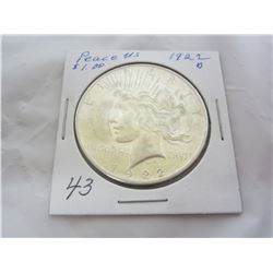 1922 D Peace silver dollar