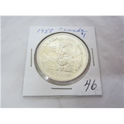 1958 Canadian silver dollar
