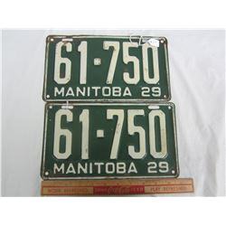 Pair of 1929 Manitoba license plates