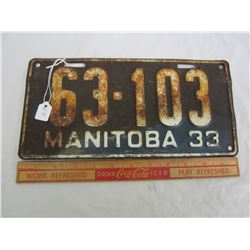 1933 Manitoba license plate