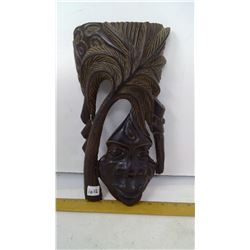 EBONY WOOD CARVED MASK - MAN UNDER PALM