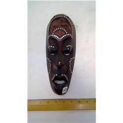 WOOD CARVED MASK WITH MOTHER-OF-PEARL INLAY