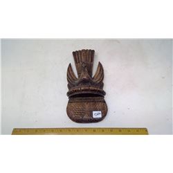 WOOD CARVED BIG TAILED BIRD WALL HANGING