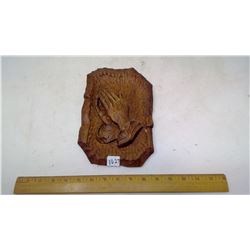 WOOD CARVED PRAYING HANDS WALL HANGING