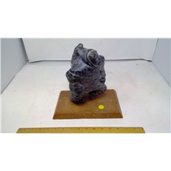 CANADIAN INUIT STONE CARVING - MAN WITH SEAL ON HIS BACK