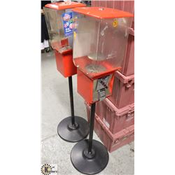2 DAMAGED 25CENT COIN OP. CANDY MACHINES.