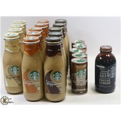 RACK OF ASSORTED STARBUCKS BRAND FRAPPUCCINOS,