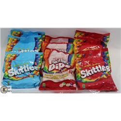 LARGE BAG OF ASSORTED SKITTLES CANDY.