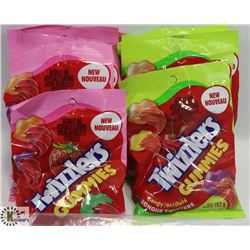 LARGE BAG OF ASSORTED TWIZZLER GUMMY CANDY.