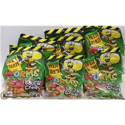 LARGE BAG OF TOXIC WASTE SOUR & CHEWY WORMS CANDY.