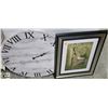 Image 1 : WHITE WASHED WALL CLOCK & CAFE FRAMED PICTURE.