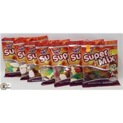 7 BAGS OF HUER SUPER MIX GUMMY CANDY.