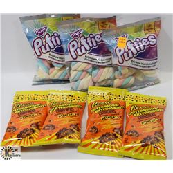 7 BAGS OF ASSORTED  HUER PUFFIES RAINBOW
