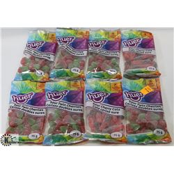 8 BAGS OF HUER SOUR TWIN CHERRIES/ COLA CANDY.