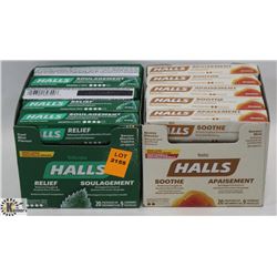 2 BOXES OF HALLS THROAT LOZENGES. HONEY & COOL