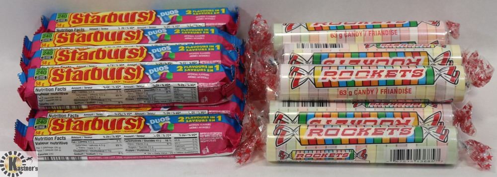 LARGE BAG OF ASSORTED STARBURST & ROCKETS CANDY. - Kastner Auctions