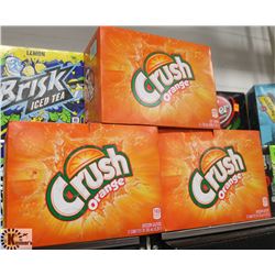 3 CASES OF 355ML CRUSH 12PK ORANGE  POP.