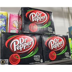 3 CASES OF 355ML DR PEPPER 12PK CHERRY  POP.