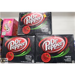 3 CASES OF 355ML DR PEPPER 12PK CHERRY  POP.