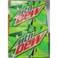 2 CASES OF 355ML MTN DEW 12PK BOLD CITRUS POP.
