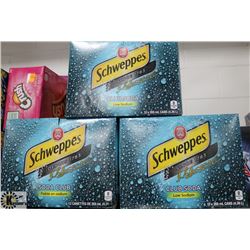 3 CASES OF 355ML SCHWEPPES 12PK CLUB SODA POP