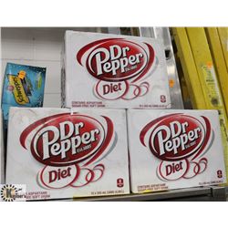 3 CASES OF 355ML DR PEPPER 12PK DIET POP